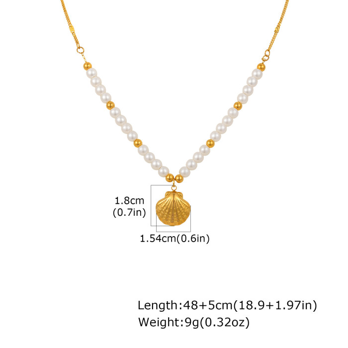 Wholesale Stainless Steel Sunflower Shell Necklace