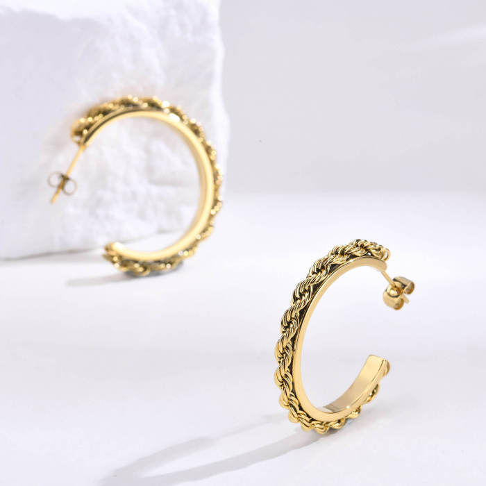 Wholesale Stainless Steel New Style Twisted Earrings