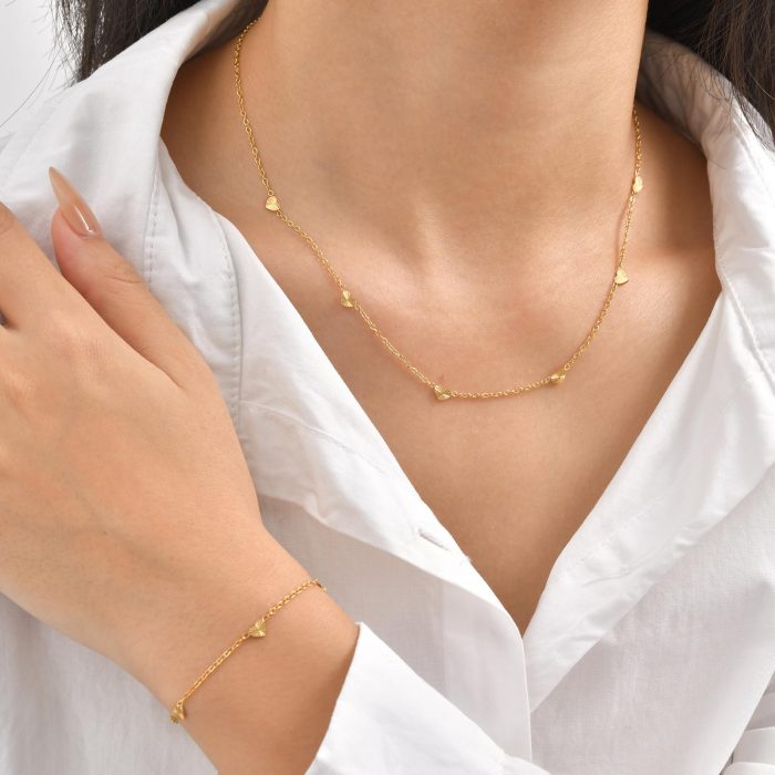 Wholesale Stainless Steel Textured Heart Jewelry Set