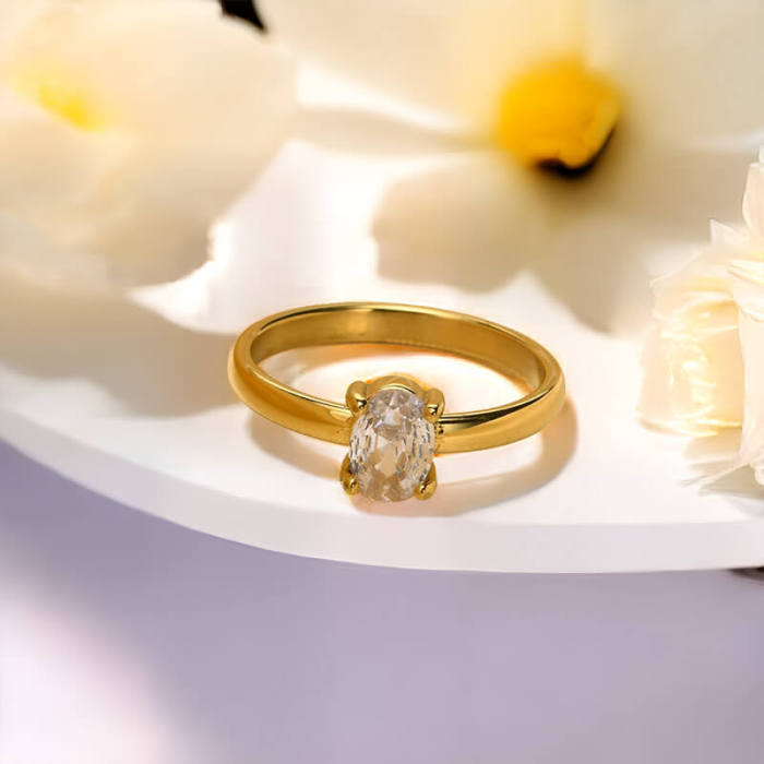 Wholesale Stainless Steel Oval CZ Wedding Rings