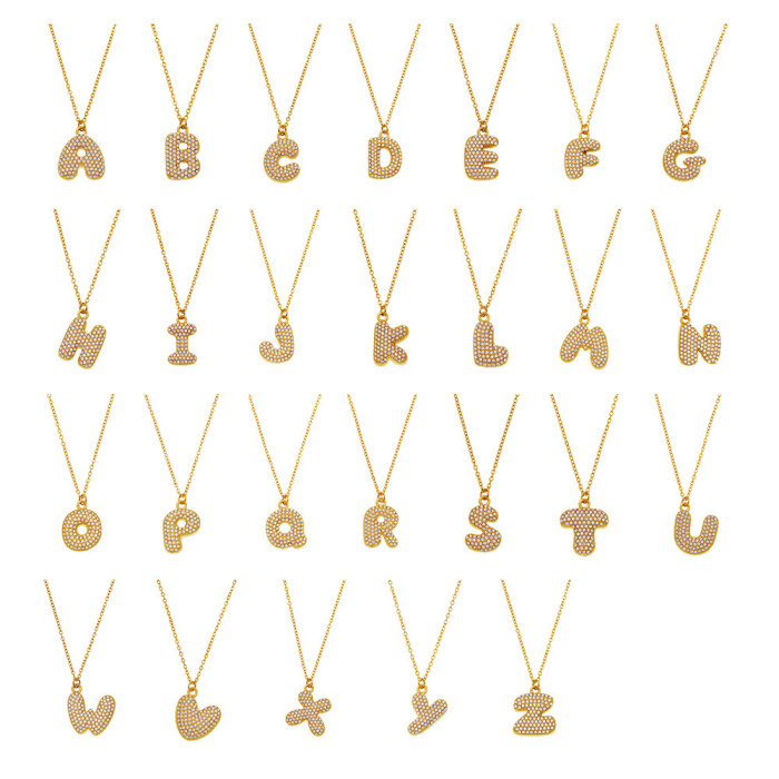 Wholesale Stainless Steel 5A CZ Initial Necklace
