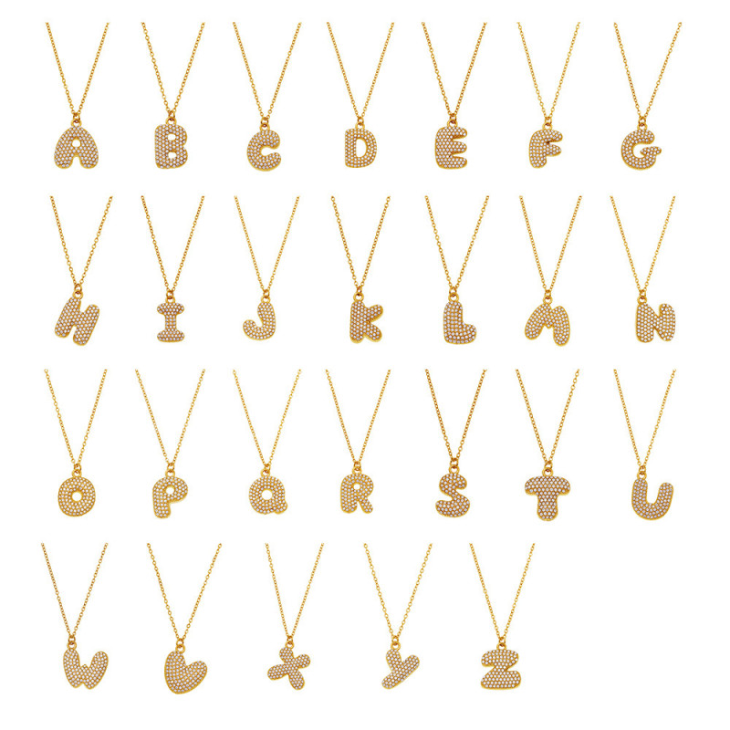 Wholesale Stainless Steel 5A CZ Initial Necklace