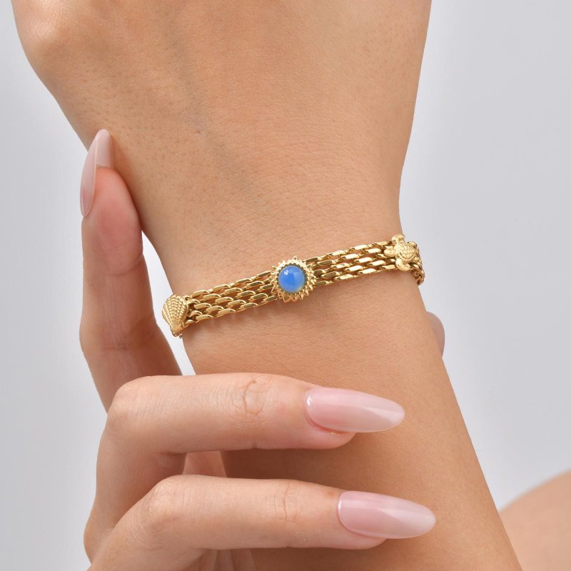 Wholesale Gold Plated Marine Charm Mesh Bracelet