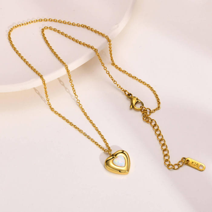 Wholesale Stainless Steel Double Heart Pendant Necklace
