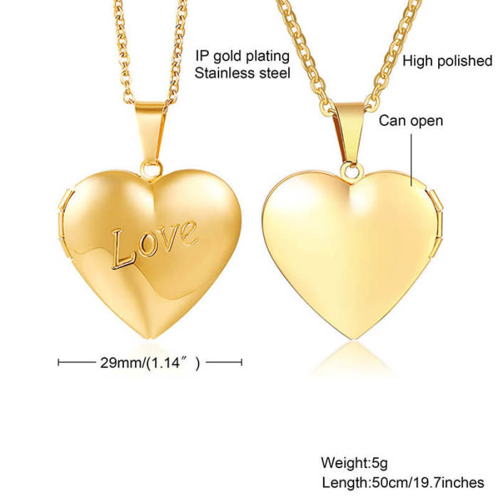 Wholesale Stainless Steel Heart Photo Locket Pendant