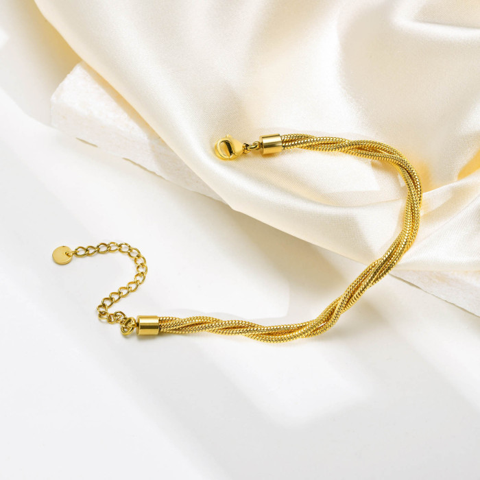 Wholesale Stainless Steel Triple Snake Chain Bracelet