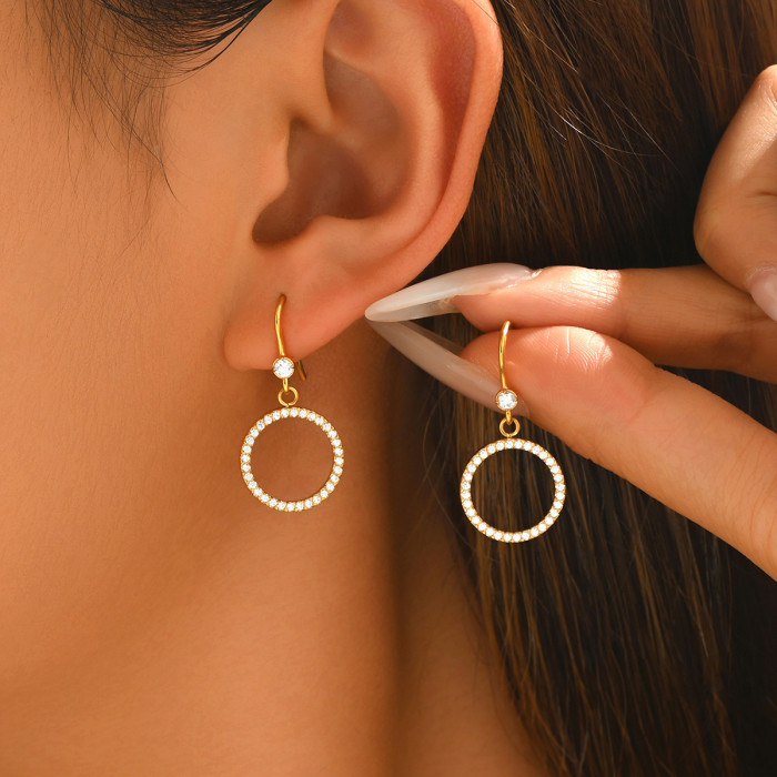 Wholesale Stainless Steel Circle Drop Earrings