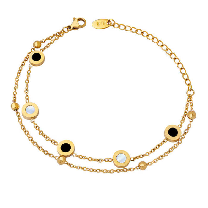 Wholesale Stainless Steel Onyx & White Stone Bracelet