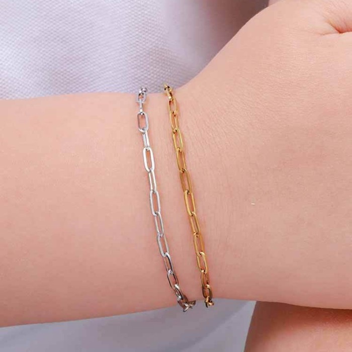 Wholesale Stainless Steel Paperclip Link Chain Bracelet
