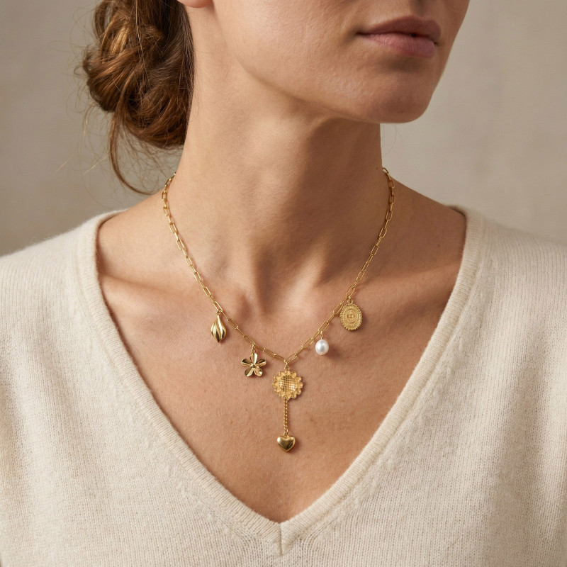 Wholesale Stainless Steel Paperclip Link Charm Necklace