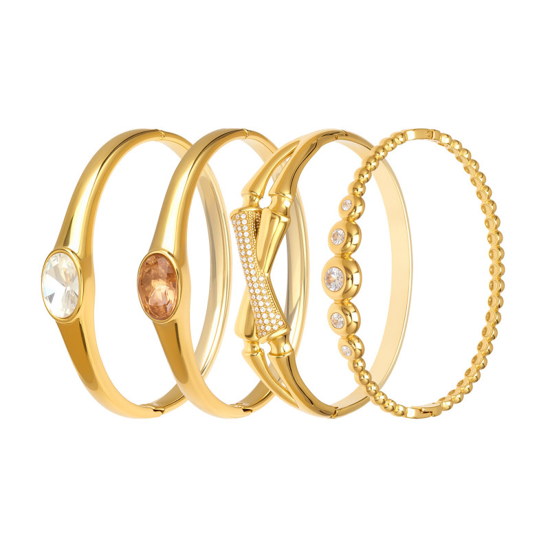 Wholesale Stainless Steel Gold Stackable Bangle Set
