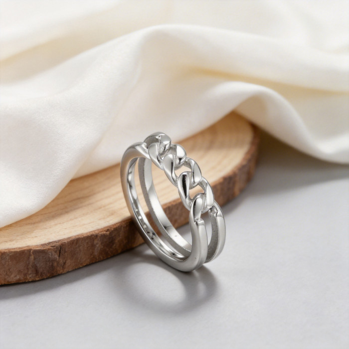 Wholesale Stainless Steel Minimalist Cuban Link Band Ring
