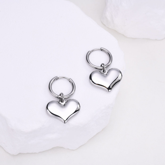 Wholesale Stainless Steel Heart Hoop Earrings