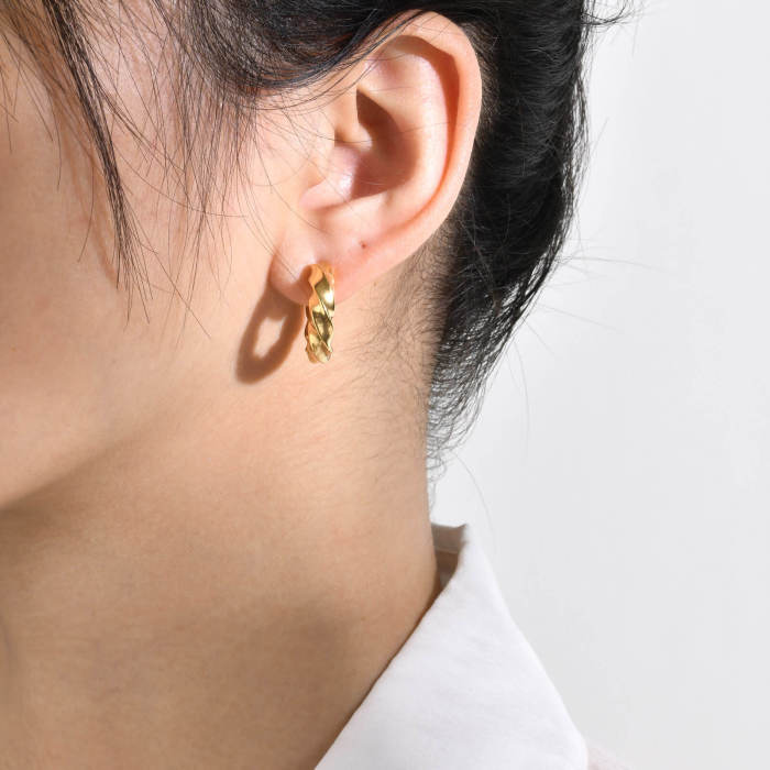 Wholesale Stainless Steel Chunky Twisted Hoop Earrings