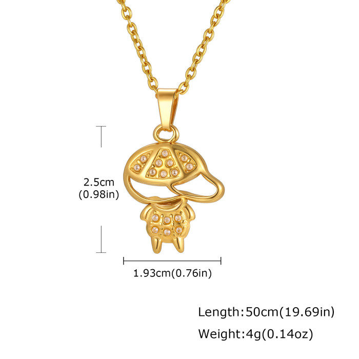 Wholesale Stainless Steel Cute Cartoon Boy & Girl Necklace