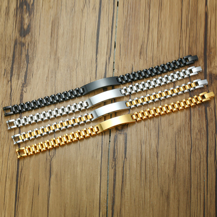 Wholesale 10mm 12mm 15mm Mens Steel ID Bracelet
