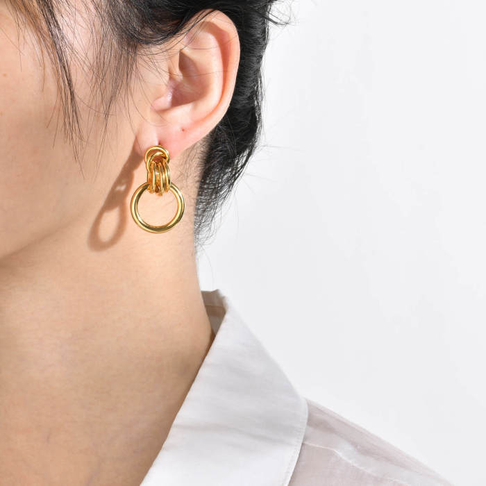 Wholesale Stainless Steel Multi-loop Interlocking Earrings