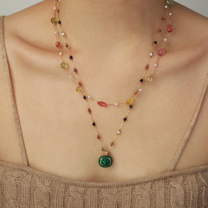 Wholesale Natural Stone Natural Stone Clavicle Malachite Necklace