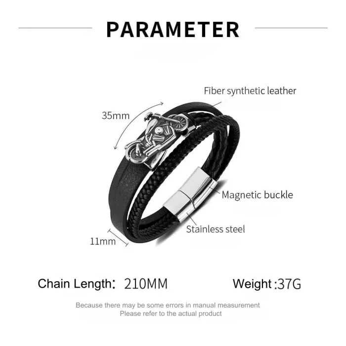 Wholesale Stainless Steel Motorcycle Leather Bracelet
