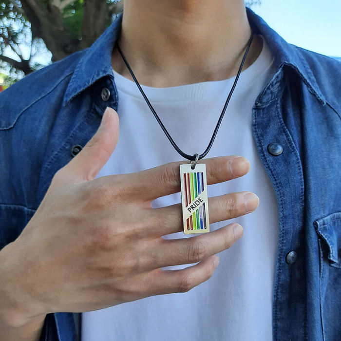 Wholesale Stainless Steel Pride Dog Tag Rectangular Pendant