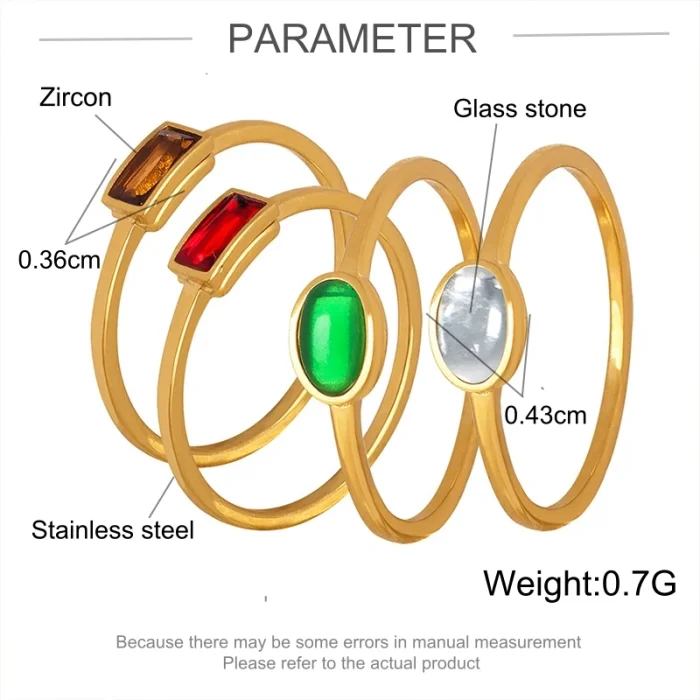 Wholesale Stainless Steel Colorful Crystals Ring