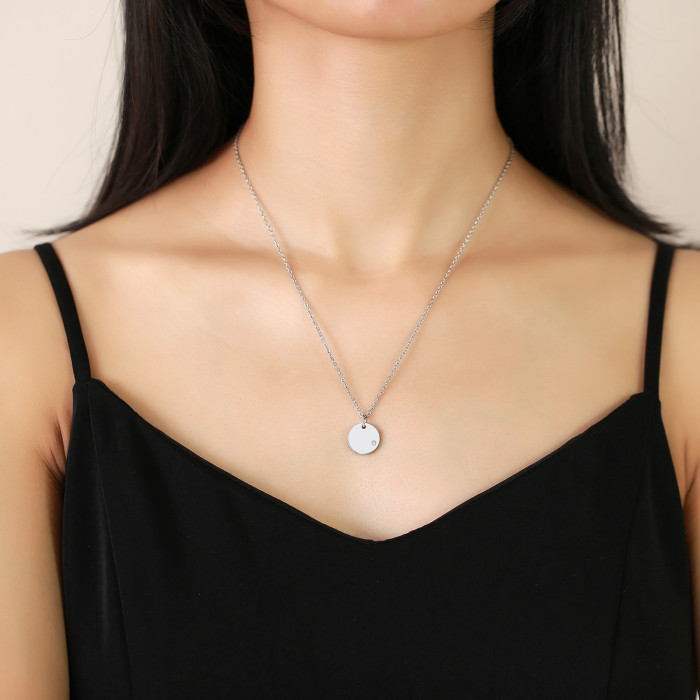 Wholesale Stainless Steel Engravable Disc Necklace Gold