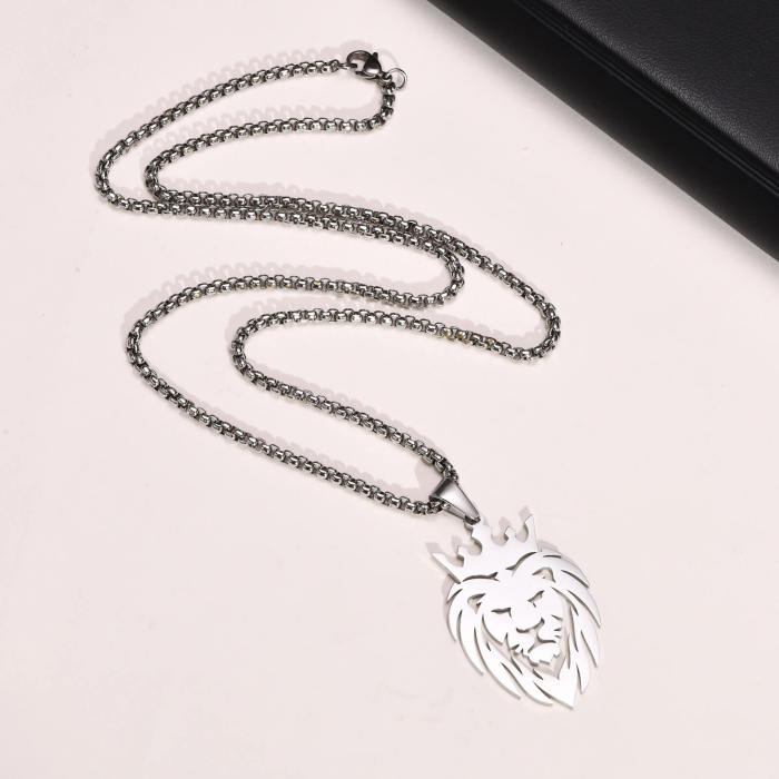 Wholesale Stainless Steel Hollow King Lion Head Pendant