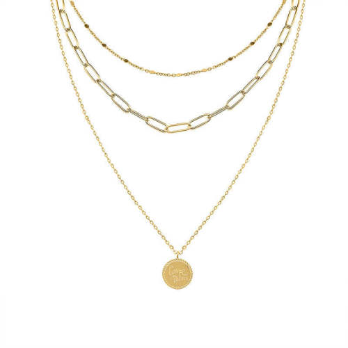 Wholesale Stainless Steel Multi-layered Coin Necklace