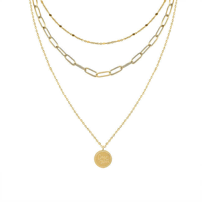 Wholesale Stainless Steel Multi-layered Coin Necklace