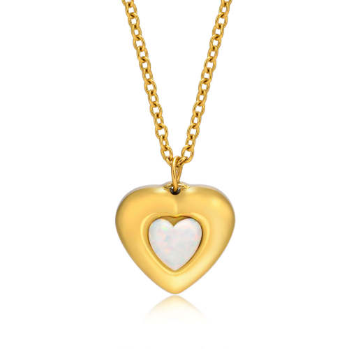 Wholesale Stainless Steel Double Heart Pendant Necklace