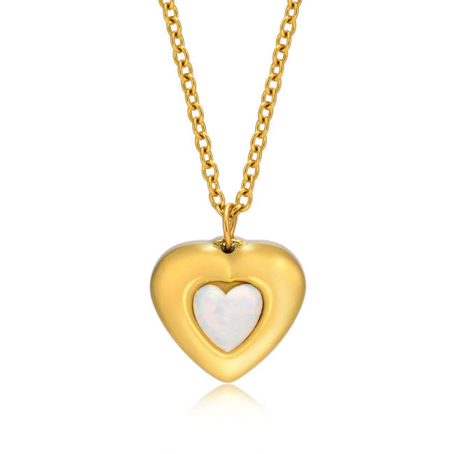 Wholesale Stainless Steel Double Heart Pendant Necklace