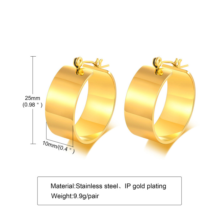 Wholesale Stainless Steel Wide Huggie Hoop Earrings