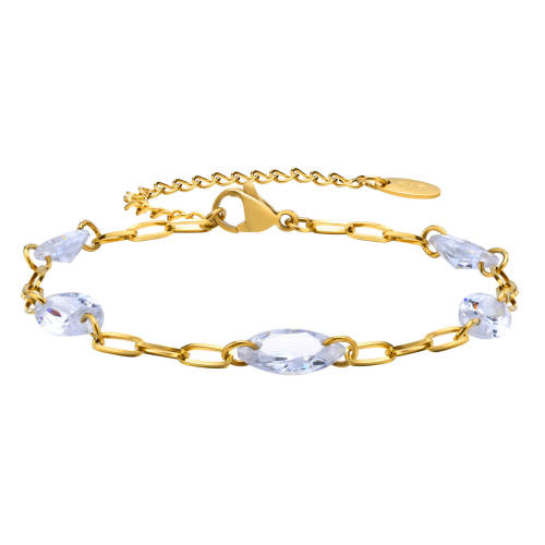 Wholesale Stainless Steel CZ Paperclip Chain Bracelet