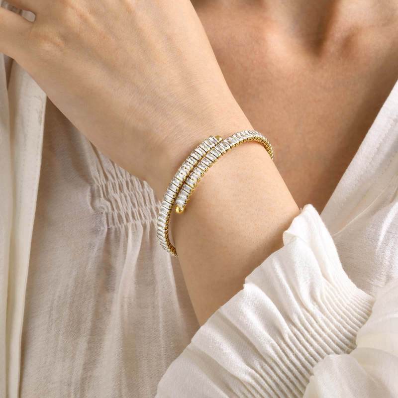 Wholesale Stainless Steel Open Tennis Bangle Bracelet