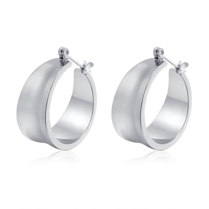 Wholesale Stainless Steel Wide Flat Hoop Earrings