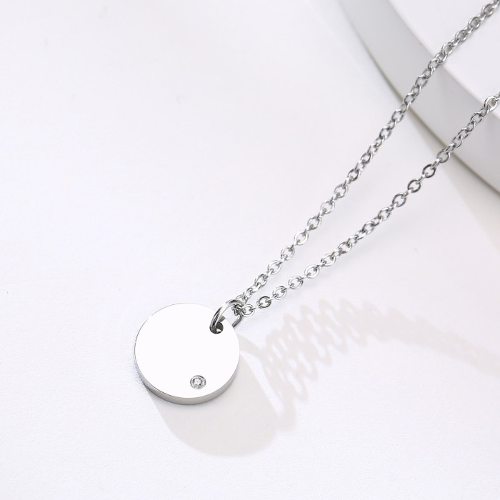 Wholesale Stainless Steel Engravable Disc Necklace Gold