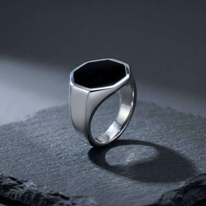 Wholesale Men's Stainless Steel Octagon Signet Ring
