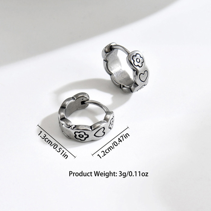Wholesale Stainless Steel Heart & Flower Earrings