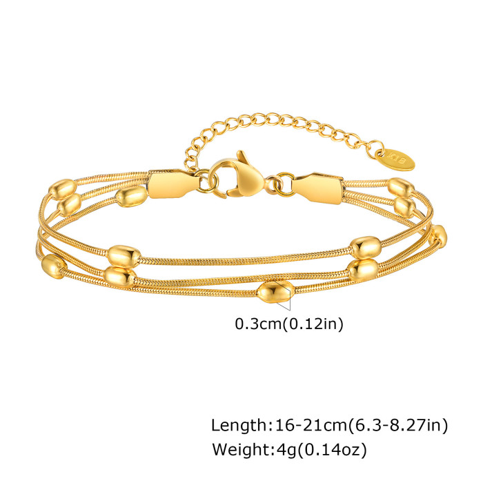 Wholesale Stainless Steel Three layers Beaded Round Snake Chain Set