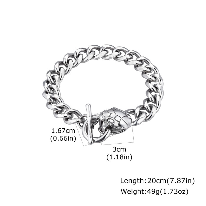 Wholesale Stainless Steel Snake Head Cuban Bracelet