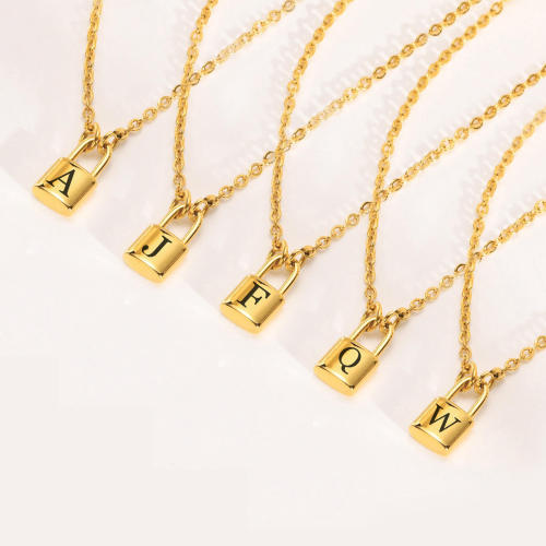 Wholesale Stainless Steel Initial Padlock Necklace
