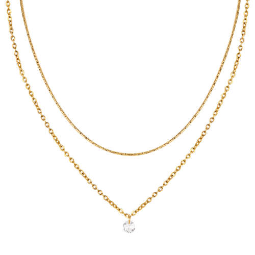 Wholesale Stainless Steel Double Layer Cardano Chain Necklace