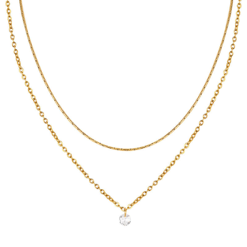 Wholesale Stainless Steel Double Layer Cardano Chain Necklace