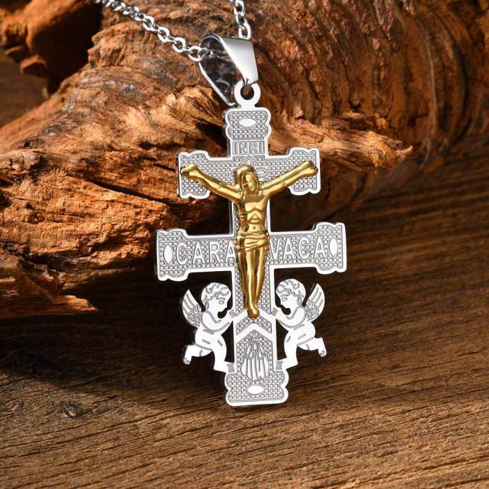 Wholesale Stainless Steel Two-Tone Jesus Crucifix Necklace