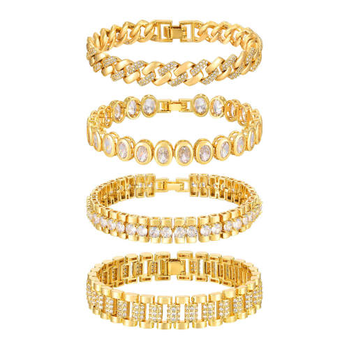 Wholesale Copper Zirconia Golden Bracelet