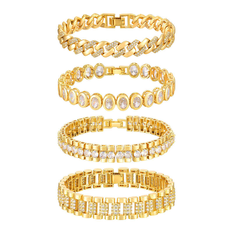 Wholesale Copper Zirconia Golden Bracelet
