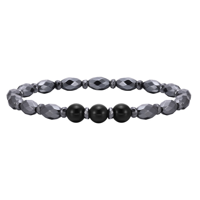 Wholesale Onyx Black Gallstone Hematite Beaded Bracelet