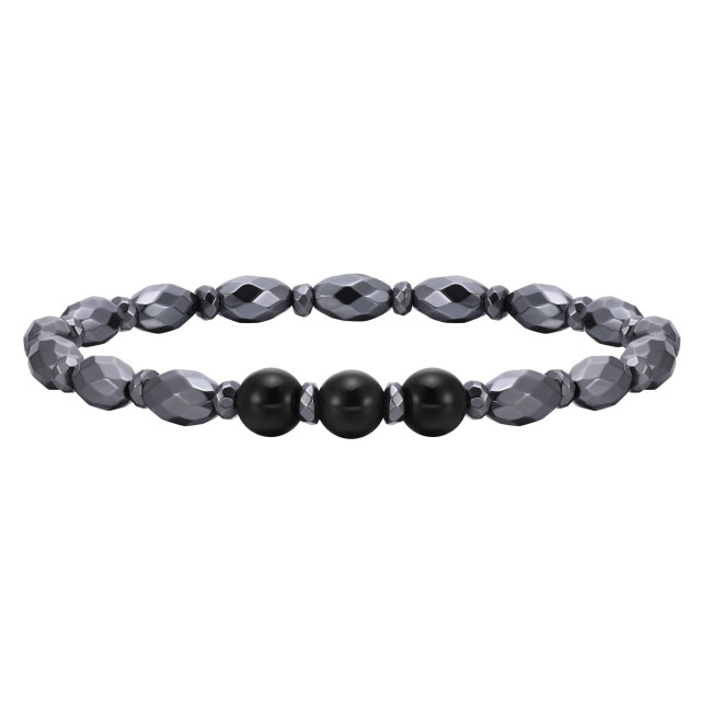 Wholesale Onyx Black Gallstone Hematite Beaded Bracelet