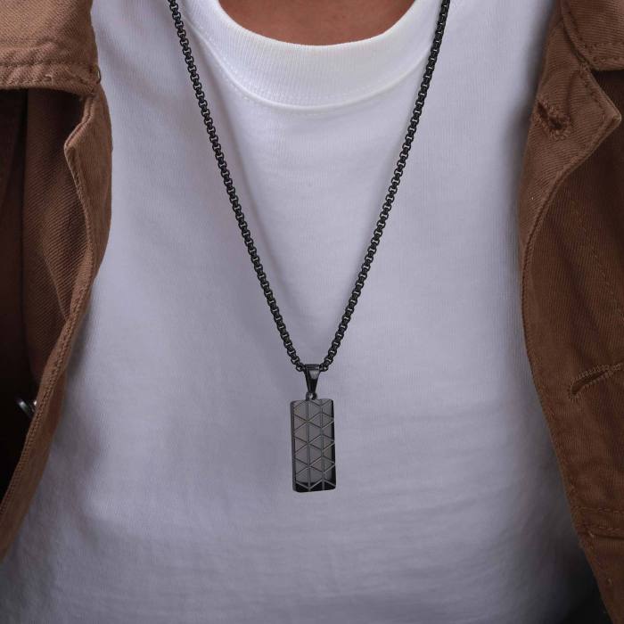 Wholesale Stainless Steel Rectangular Pendant with Geometric Patterns