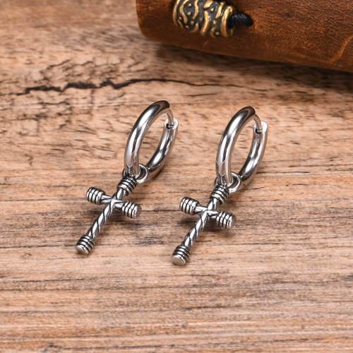Wholesale Stainless Steel Hoop Earring with Cross
